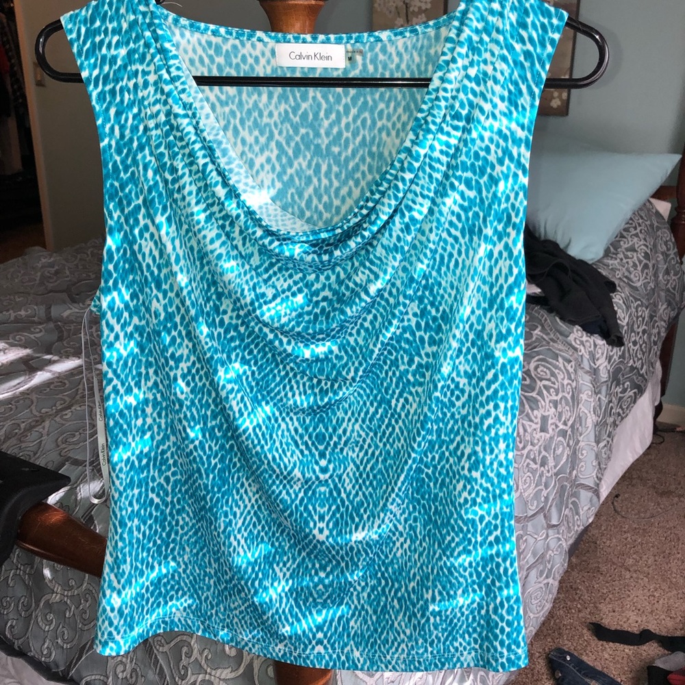Blue Sleeveless Lady’s Dress Blouse